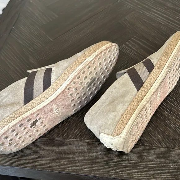 Tod's suede shoes, driver, tan, neutral, cream, spring, casual, slip on, luxury