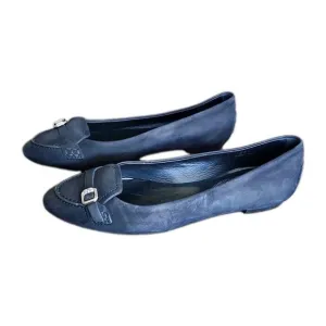 TOD'S Women's Black Nubuck Moccassins Casual Ballet Flat Almond Toe Sz 7.5