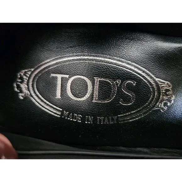 TOD'S Women's Black Nubuck Moccassins Casual Ballet Flat Almond Toe Sz 7.5