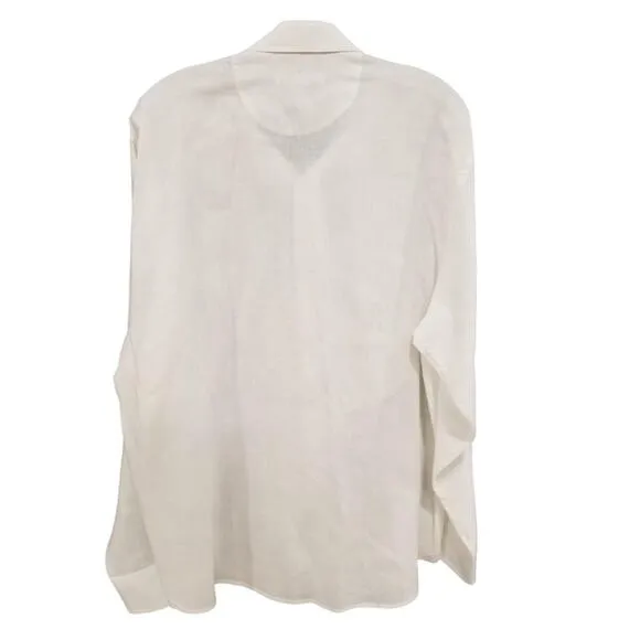Tommy Bahama Down the Isle White  Embroidered Linen Shirt M Euro Style