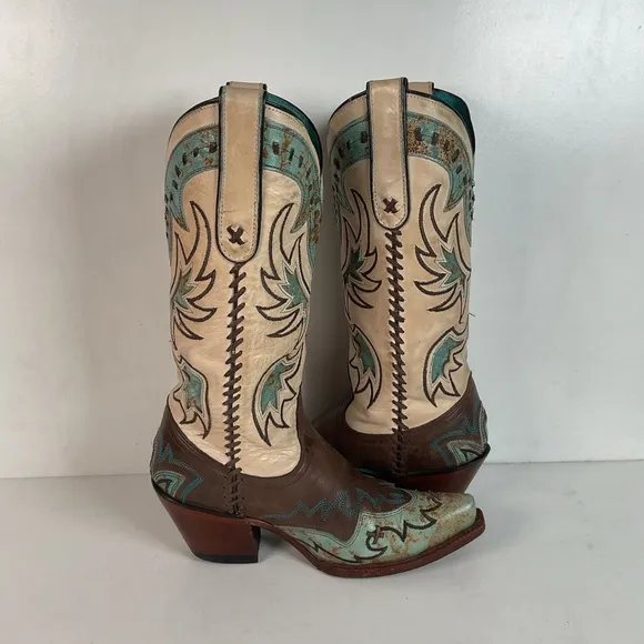 Tony Lama Cassidy &amp; Santa Fe Cowgirl Boots 5 B Tooled Inlay (2) Pair