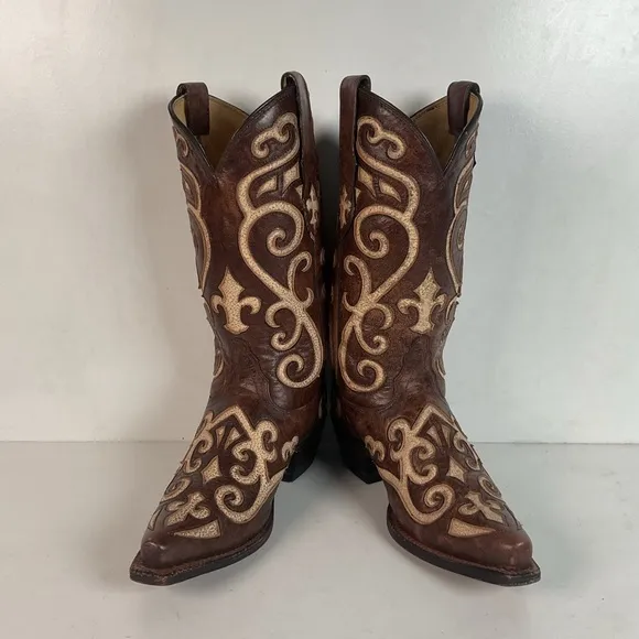 Tony Lama Cassidy &amp; Santa Fe Cowgirl Boots 5 B Tooled Inlay (2) Pair