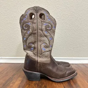 TONY LAMA W's Asena Brown Purple Embroidered Western Boots #RR2016L