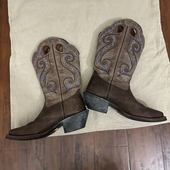 TONY LAMA W's Asena Brown Purple Embroidered Western Boots #RR2016L