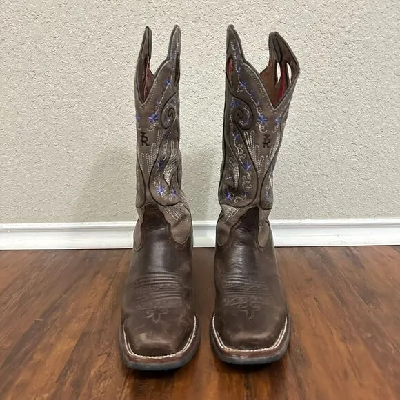 TONY LAMA W's Asena Brown Purple Embroidered Western Boots #RR2016L
