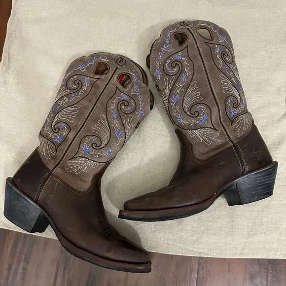 TONY LAMA W's Asena Brown Purple Embroidered Western Boots #RR2016L