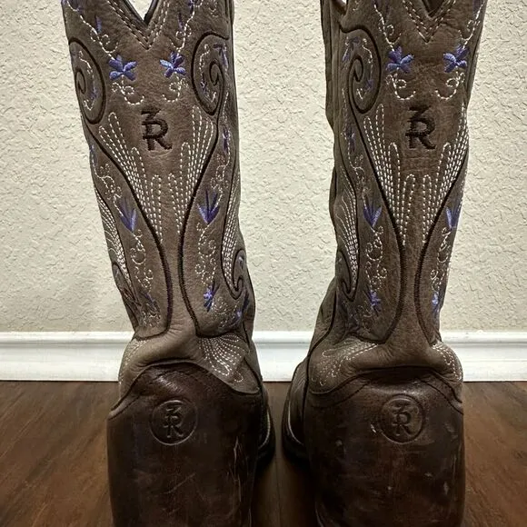 TONY LAMA W's Asena Brown Purple Embroidered Western Boots #RR2016L