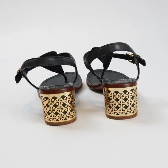Tory Burch Audra Leather T-Strap Navy Sandals - Size 8.5