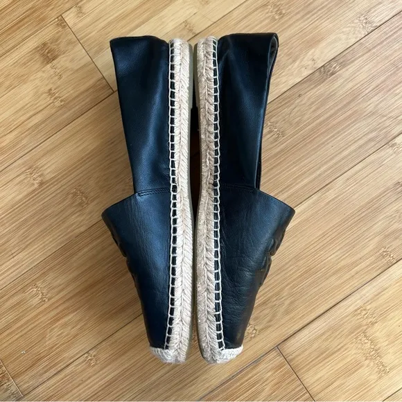 Tory Burch Black Leather Espadrille Flat Loafers - Size 9.5