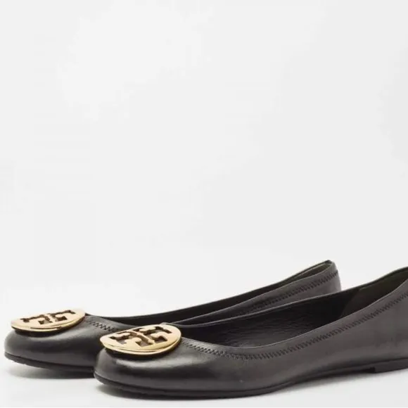 Tory Burch Black Leather Reva Ballet Flats Size 6