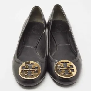 Tory Burch Black Leather Reva Ballet Flats Size 6