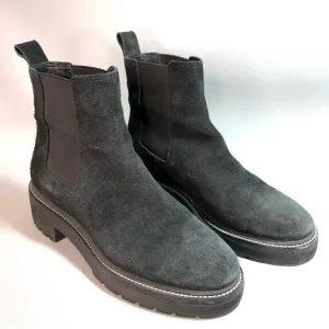 Tory Burch Black Suede Leather Lug Sole Chelsea Boots 7.5M