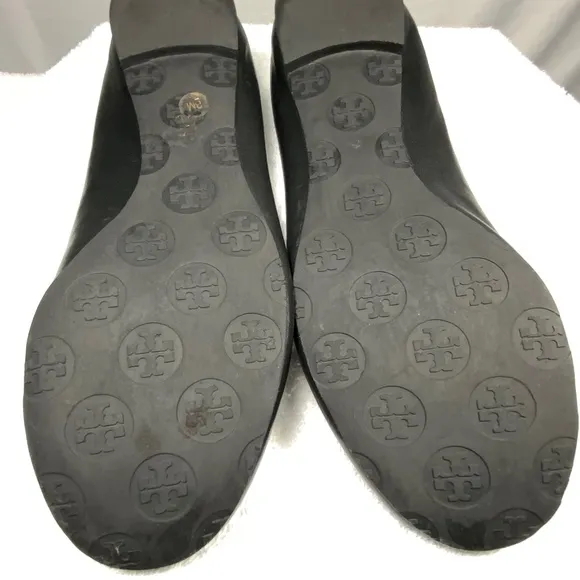 Tory Burch Black/Silver Minnie Travel Ballet Flats - Size 8
