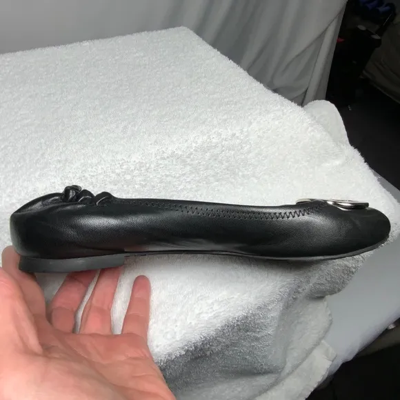 Tory Burch Black/Silver Minnie Travel Ballet Flats - Size 8
