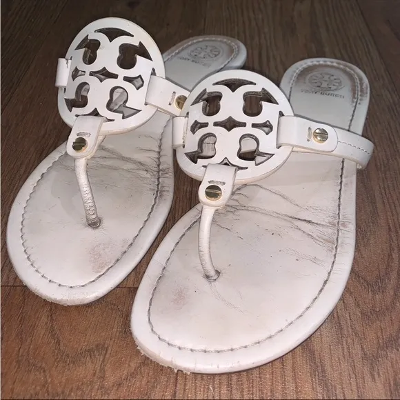 Tory Burch Bone White Miller Thong Sandals - Size 7 1/2