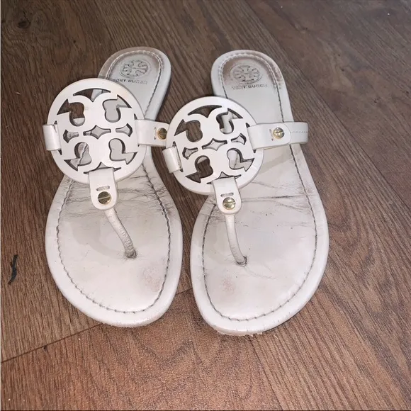 Tory Burch Bone White Miller Thong Sandals - Size 7 1/2