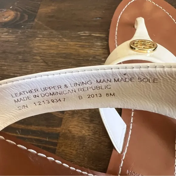 Tory Burch Cameron White Leather Thong Sandals US8M