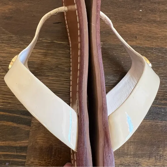 Tory Burch Cameron White Leather Thong Sandals US8M