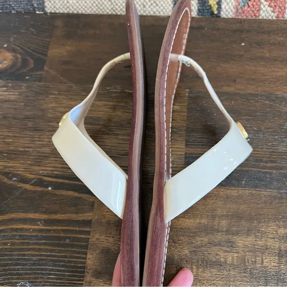Tory Burch Cameron White Leather Thong Sandals US8M