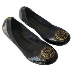 Tory Burch Caroline Black Patent Leather Ballet Flats Size 7.5