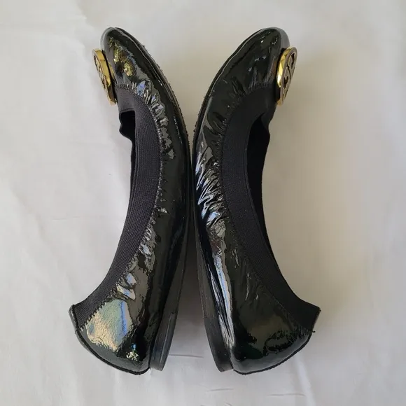 Tory Burch Caroline Black Patent Leather Ballet Flats Size 7.5