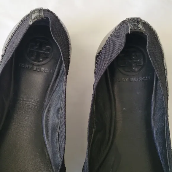 Tory Burch Caroline Black Patent Leather Ballet Flats Size 7.5