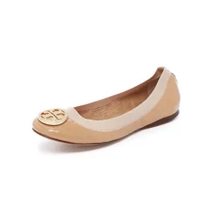 TORY BURCH • Caroline Nude Patent Leather Ballet Flats Stretch Size 5.5