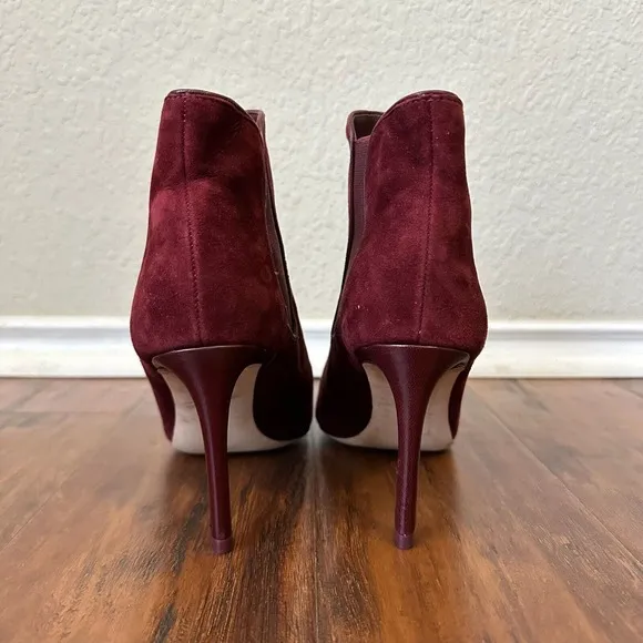 TORY BURCH Dorset 8.5mm Lancaster Suede Elastic Ankle Heeled Booties Borscht