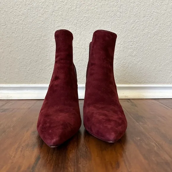 TORY BURCH Dorset 8.5mm Lancaster Suede Elastic Ankle Heeled Booties Borscht
