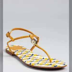 Tory Burch Emmy Thong T StrapLeather Sandals Ballet Flats