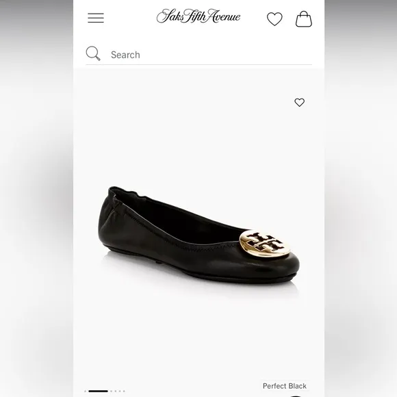 Tory Burch Iconic Black Leather Flats Silver Tone Logo Plate sz 8 Luxury Elegant