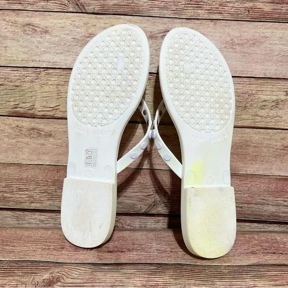 Tory Burch Ivory Studded Jelly Thong Sandals