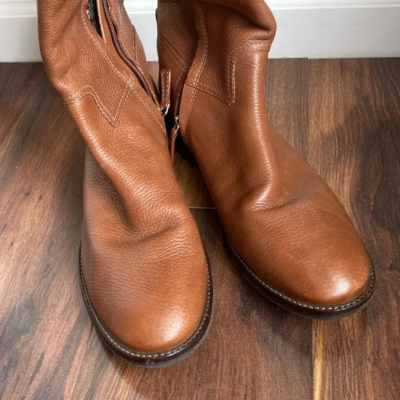 Tory Burch Jolie Pebbled Leather Riding Boots Made in Brazil
