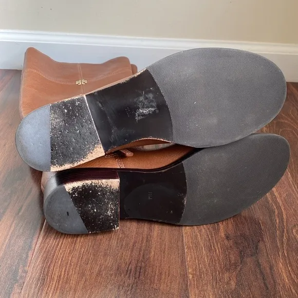 Tory Burch Jolie Pebbled Leather Riding Boots Made in Brazil