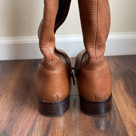 Tory Burch Jolie Pebbled Leather Riding Boots Made in Brazil