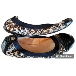 Tory Burch Lisa $250 Snakeskin Ballet Flats Size 9M Comfortable