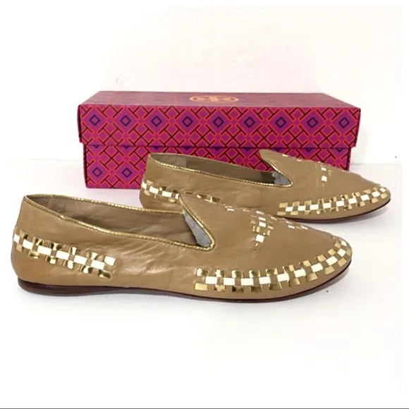 Tory Burch Marlow Tan Leather Loafer Flats