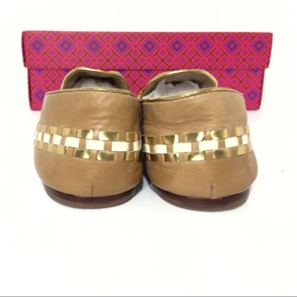 Tory Burch Marlow Tan Leather Loafer Flats