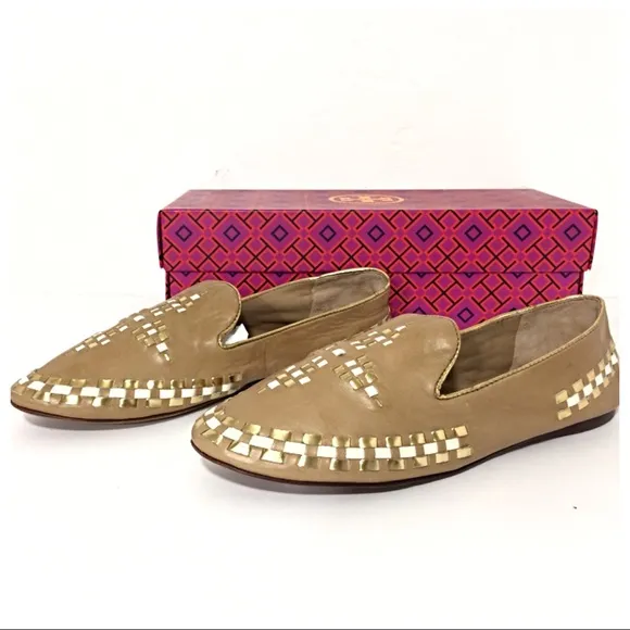 Tory Burch Marlow Tan Leather Loafer Flats