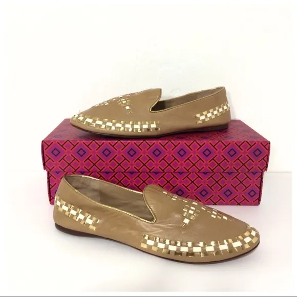 Tory Burch Marlow Tan Leather Loafer Flats