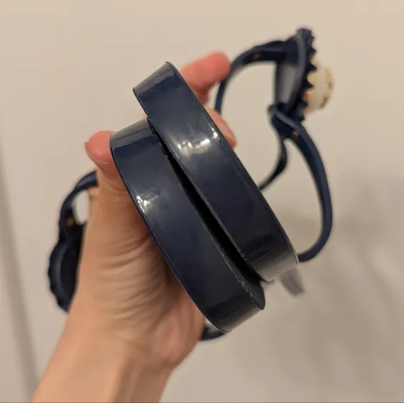 Tory Burch Melody Jelly Thong Sandals Navy Blue Pearl Size 9
