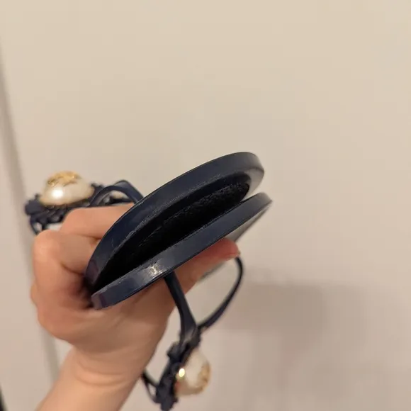 Tory Burch Melody Jelly Thong Sandals Navy Blue Pearl Size 9