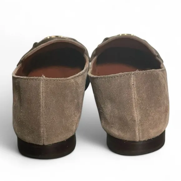 Tory Burch Miller Brown Genuine suede loafers, Large gold TT logo, size 9