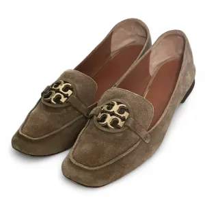 Tory Burch Miller Brown Genuine suede loafers, Large gold TT logo, size 9