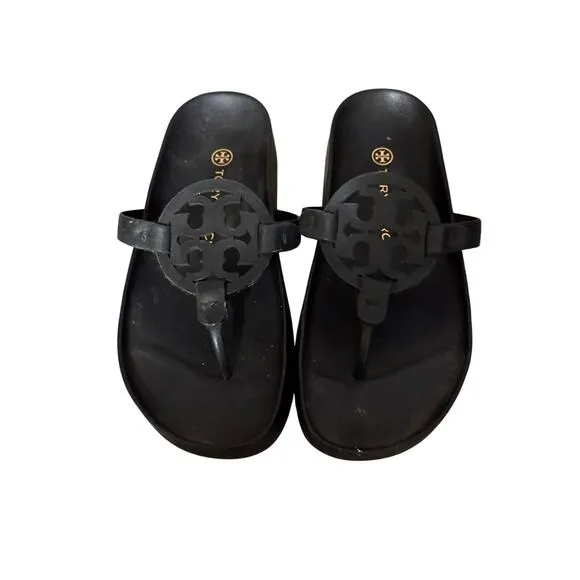 Tory Burch Miller Cloud Thong Sandals Black Size 6.5