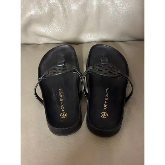 Tory Burch Miller Cloud Thong Sandals Black Size 6.5