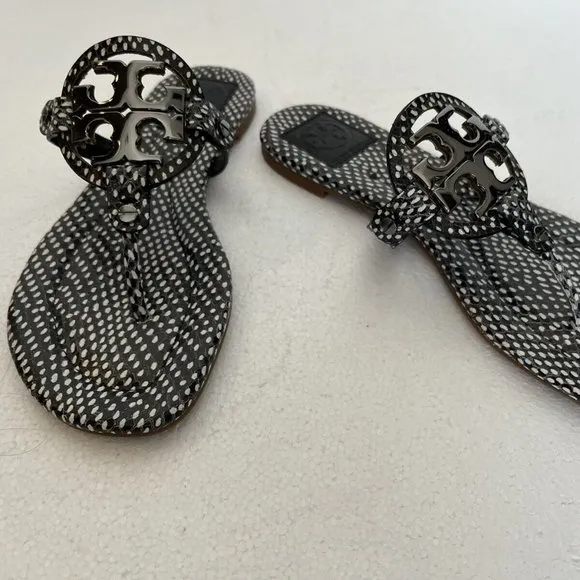 TORY BURCH MILLER NEW FLATS SHOES SANDALS LEATHER LOGO 8.5