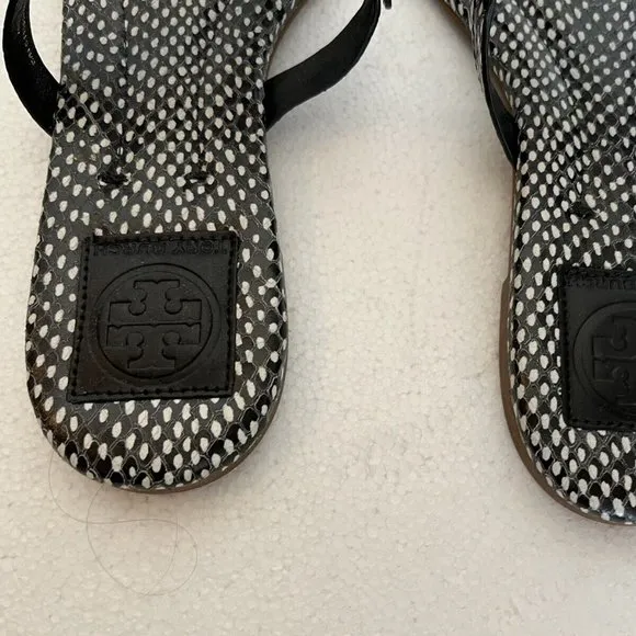 TORY BURCH MILLER NEW FLATS SHOES SANDALS LEATHER LOGO 8.5