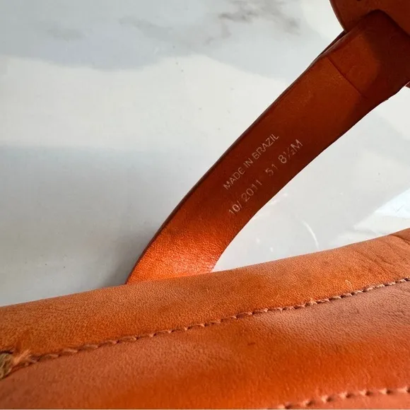 Tory Burch Miller Orange Leather Thong Sandals Size 8.5