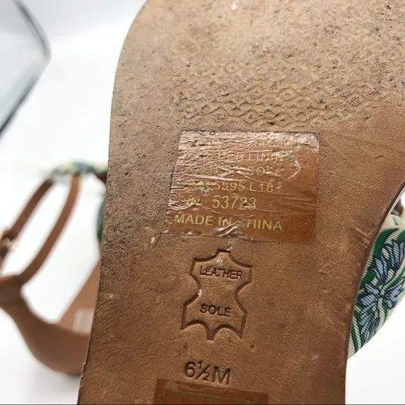 TORY BURCH Miller Scarf Thong Sandals T Strap Ankle Strap Leather Brown Tan 6.5